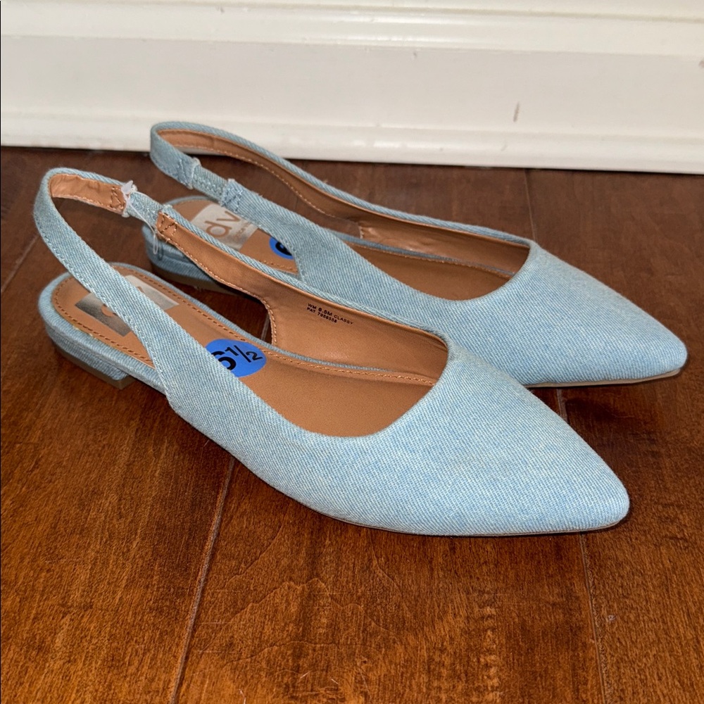 Denim Dolce Vita Elley Sling back Flats size 6.5 Brand New! Light Blue denim
